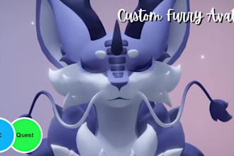 create custom nsfw furry avatar, protogen avatar, furry vrchat, fursona avatar