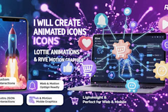 create animated icons lottie animation and rive motion