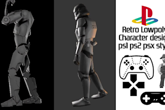 design ps1 psx lowpoly character for retro animation, indie dev projects, vtuber