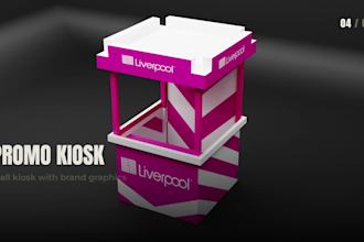 design a 3d retail display or kiosk with renders