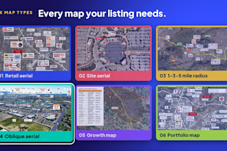 design a retail aerial map or location map for commercial real estate
