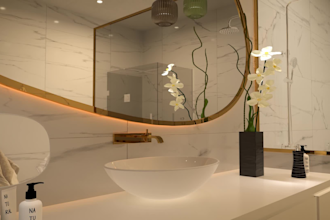 do bathroom interior design in 3d and render