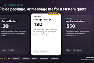 implement and set up odoo erp, CRM, sales, inventory and accounting