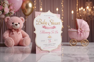 design luxury baby shower invitation card and animated invitation video