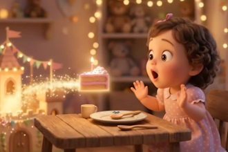 create ai pixar style birthday story for infants toddlers custom animated video