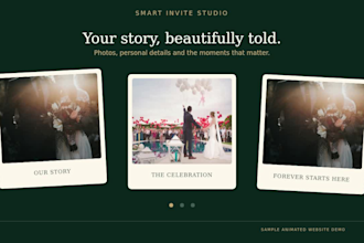 create an animated interactive wedding invitation website with rsvp