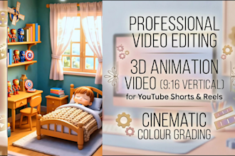 create 3d animation videos for youtube shorts,reels and do video editing