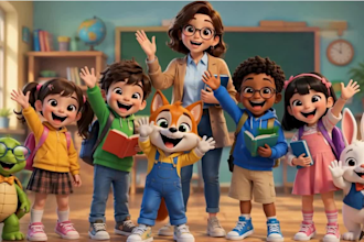 model custom 3d educational characters for kids and animation in blender