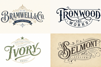 design victorian, vintage logo in hand lettering style