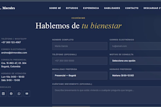 desarrollar sitio web de portafolio CV profesional completo