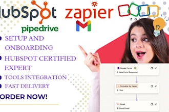 setup hubspot CRM and integrate it with zapier, gmail, zoho, or pipedrive