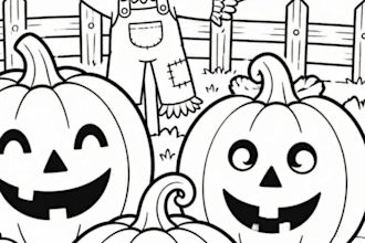 design a halloween colouring book cover and pages for kids