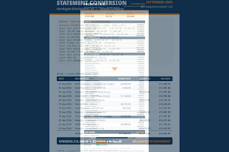 do bank statement conversion, PDF to excel or CSV fast