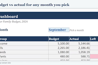 build a custom excel or google sheets dashboard, budget planner or tracker