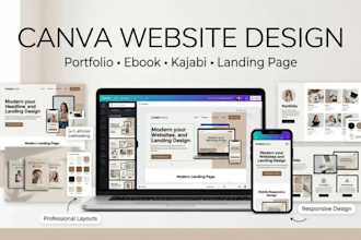 design canva website ebook portfolio kajabi author course landing page design