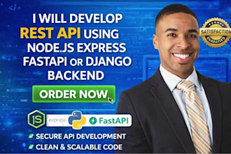 develop rest api integration with nodejs, python backend dev