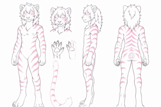 draw a custom furry reference sheet and fursona character design