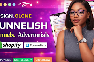 clone funnelish advertorial page squeeze page landing page shopify checkout page