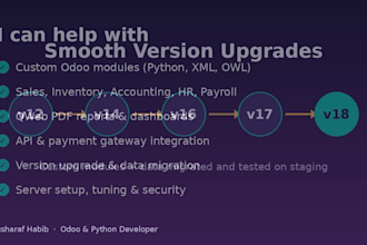do odoo custom module development, bug fixing, upgrade and consultancy