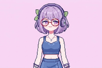 draw, rig cute pixel art vtuber model avatar, animated chibi pixel live2d vtuber
