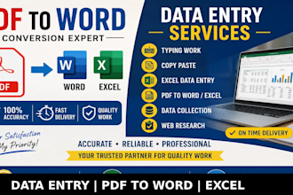 convert PDF to word, excel and do typing work