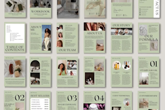 design luxury canva skin routine ebook, beauty guide printable workbook bundle