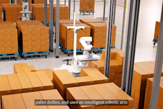 create 3d warehouse automation robotic picking agv amr animation for logistics