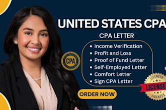 prepare US CPA letter, ownership verification financial statement profit andloss