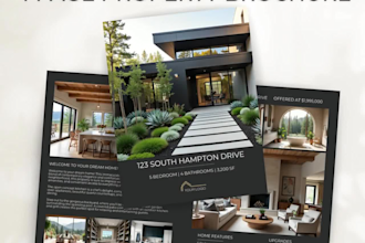 design canva property brochure real estate listing flyer clean modern layout