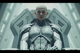 create sci fi music video, dark ambient, cyberpunk soundtrack, dark rock