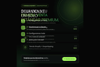 crearé y configuraré tu tienda profesional en shopify, lista para vender