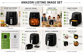 design amazon listing images, product infographics, and product photos