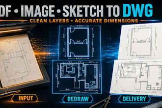redraw floor plans and convert sketches or PDF to autocad