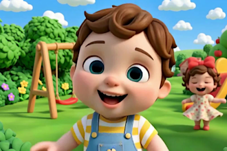 create 3d animation for kids, nursery rhymes cocomelon style, pixar ai animation