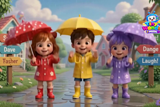 create a colorful 3d kids animated video