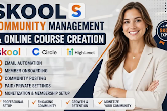 setup skool community, skool setup and course creation
