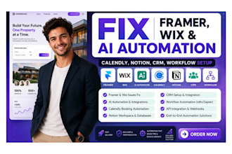 fix wix ai automation, framer calendly notion crm chatbot workflow setup cms