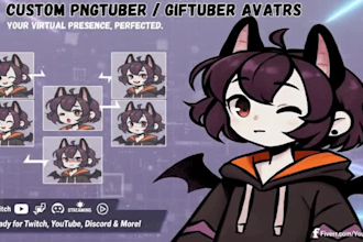 design custom pngtuber avatar vtuber giftuber live2d rig anime chibi for streams