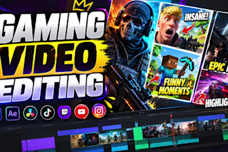 edit gaming videos, youtube highlights, funny gaming videos and shorts