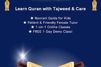 teach holy quran and noorani qaida for kids and females