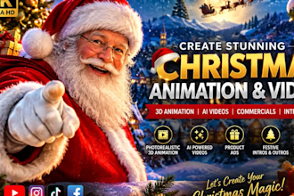 create photorealistic 3d christmas animation 3d ai animation intro video and ads