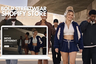 design a bold shopify streetwear store for clothing brands