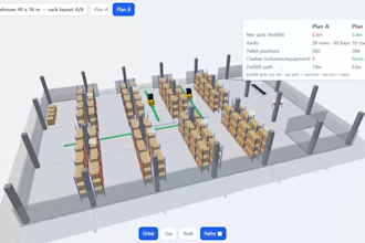 turn your warehouse or factory floor plan into a 3d layout web link