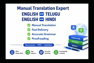 manually translate english to telugu and hindi accurately