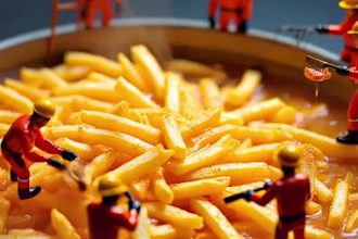 create realistic ai food miniature art and tiny food scenes
