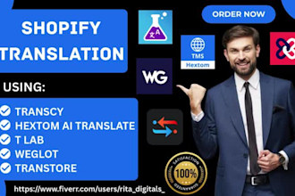 setup shopify translation transcy hextom ai translate t lab weglot transtore