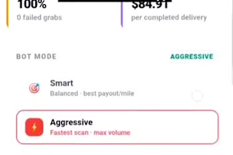 build spark driver bot, doordash bot, instacart bot, amazon flex bot for order