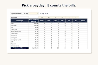 build a cash stuffing budget spreadsheet for your paychecks