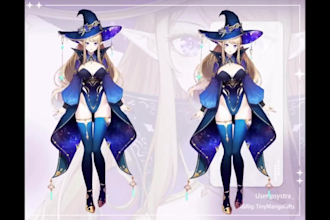 design 2d vtuber model for live2d rig 3d vtuber vseeface and streaming