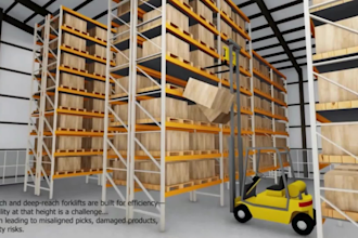 do 3d factory warehouse forklift animation, 3d isometric warehouse animation